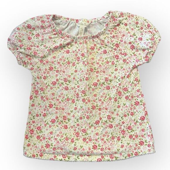 Matilda Jane White Pink Budding Florals Springtime Puff Sleeve Top Size 4 - Picture 1 of 3